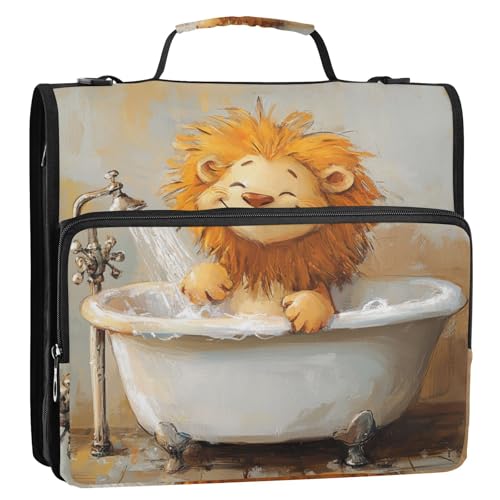 Cartoon-Organizer mit niedlichem gelbem Badelöwe, 3,8 cm, 3 Ringe, Büroordner mit Gurt, mehrere Taschen, Schulbedarf, Organizer für Schule, Gestor de Carpetas de Office Cartoon-Organizer mit niedlichem gelbem Badelöwe, 3,8 cm, 3 Ringe, Büroordner mit Gurt, mehrere Taschen, Schulbedarf, Organizer für Schule, Gestor de Carpetas de Office von Amooorous