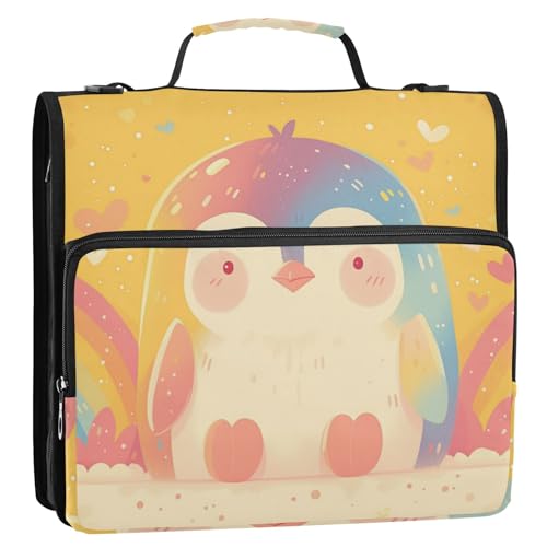 Cartoon-Pinguin, 3,8 cm, 3 Ringe, Reißverschluss-Mappe mit Schultergurt und Griff, leicht zu tragen, Portfolio mit Reißverschluss, für Schule, Encuadernador de Cartera Cartoon-Pinguin, 3,8 cm, 3 Ringe, Reißverschluss-Mappe mit Schultergurt und Griff, leicht zu tragen, Portfolio mit Reißverschluss, für Schule, Encuadernador de Cartera von Amooorous