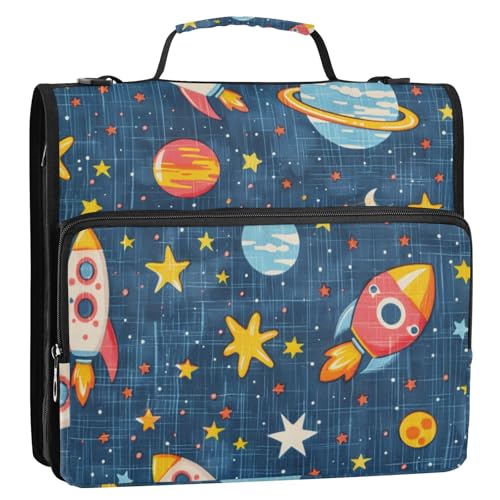 Cartoon Space Rockets 3 Ringe Ordner mit extra Taschen mit Gurt inklusive Reißverschlusstasche tragbar Zuhause Reise sichere Aufbewahrungstasche für Schule Clip de cremallera escolar Cartoon Space Rockets 3 Ringe Ordner mit extra Taschen mit Gurt inklusive Reißverschlusstasche tragbar Zuhause Reise sichere Aufbewahrungstasche für Schule Clip de cremallera escolar von Amooorous
