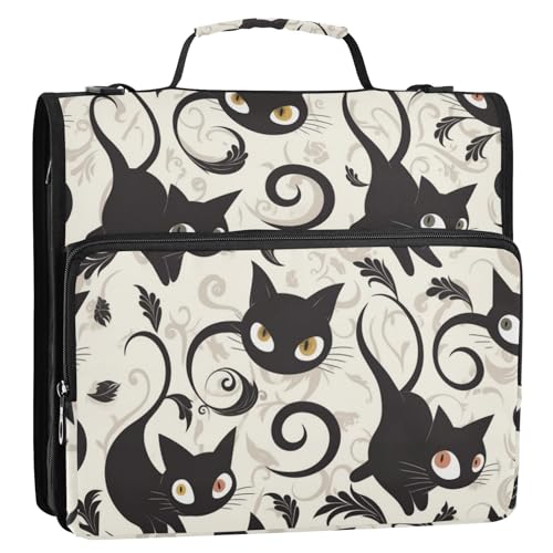 Cartoon schwarze Katzen, 3 Ringe, 3,8 cm, mit Reißverschluss, Ordner mit Schultergurt, wasserdicht, für Schule und Büro, Carpeta con cremallera Cartoon schwarze Katzen, 3 Ringe, 3,8 cm, mit Reißverschluss, Ordner mit Schultergurt, wasserdicht, für Schule und Büro, Carpeta con cremallera von Amooorous