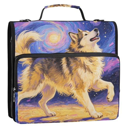 Dancing Sibirian Husky Dog Oil Painting 3 Rings 3.8 cm School Zipper Binder with Strap Multiple Pockets School Binders Organizer for Middle Student Carpeta del organizador Dancing Sibirian Husky Dog Oil Painting 3 Rings 3.8 cm School Zipper Binder with Strap Multiple Pockets School Binders Organizer for Middle Student Carpeta del organizador von Amooorous