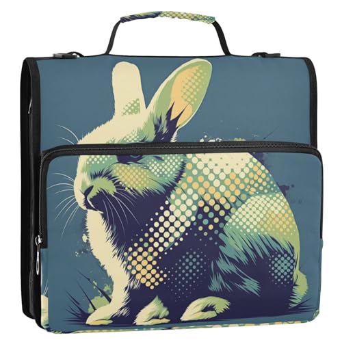 Digitaler Stil, niedliches Kaninchen, 3 Ringe, Ordner, Reißverschluss mit Griff, mehrere Taschen, Dokumentenmappe, Organizer für Büro, Schule, Bolsa de almacenamiento de archivos Digitaler Stil, niedliches Kaninchen, 3 Ringe, Ordner, Reißverschluss mit Griff, mehrere Taschen, Dokumentenmappe, Organizer für Büro, Schule, Bolsa de almacenamiento de archivos von Amooorous