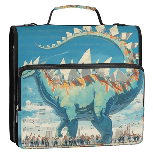 Dinosaurier-Konzert, surrealer Stil, blau, 3,8 cm, 3-Ring-Reißverschluss, Organizer mit Griff, wasserdicht, Dokumenten-Organizer für Büro, Schule, Cartera con Cremallera Dinosaurier-Konzert, surrealer Stil, blau, 3,8 cm, 3-Ring-Reißverschluss, Organizer mit Griff, wasserdicht, Dokumenten-Organizer für Büro, Schule, Cartera con Cremallera von Amooorous