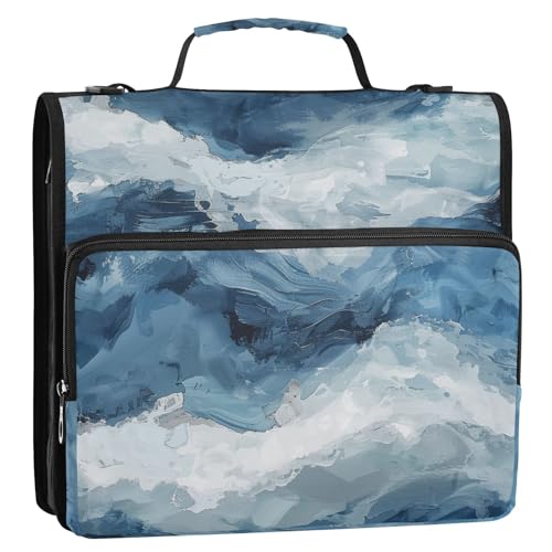 Dokumenten-Organizer mit 3 Ringen, abstrakte Kunst, 3,8 cm, mit Reißverschluss, mit Griff, mehrere Taschen, Dokumenten-Organizer, Tasche für Schule und Büro, Organisadores de adhesivos escolares in von Amooorous