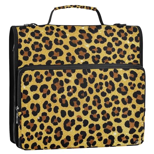 Dokumenten-Organizer mit künstlichem Glitzer-Leopardenmuster, goldfarben, 3 Ringe, 3,8 cm, Büroordner mit Schultergurt und Griff, leicht zu transportieren, Dokumenten-Organizer für Schule, Paquete de Dokumenten-Organizer mit künstlichem Glitzer-Leopardenmuster, goldfarben, 3 Ringe, 3,8 cm, Büroordner mit Schultergurt und Griff, leicht zu transportieren, Dokumenten-Organizer für Schule, Paquete de von Amooorous