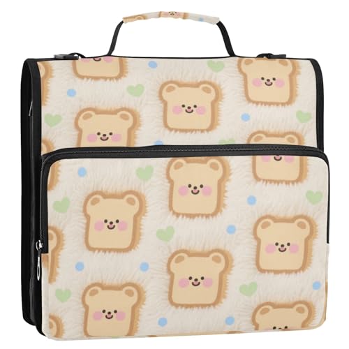 Dokumententasche mit 3 Ringen, 3,8 cm, mit Reißverschluss, mehrere Taschen, Dokumenten-Organizer für Büro, Schule, Clip de Cremallera von Amooorous