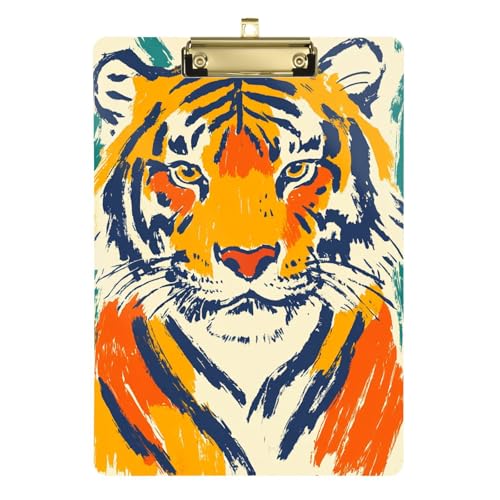 Doodle Art Tigers A4-Ordner mit Klemmbrett, 1 Klemmbrett, Acryl, niedlich für 5. Klasse, Essentials für Lehrer, Tablas para escribir Größe 22,9 x 30,5 cm von Amooorous