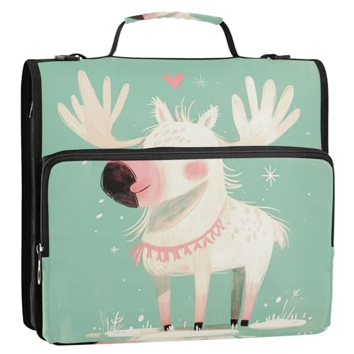 Einzigartiger Elch, Pastellfarben, 3,8 cm, 3 Ringe, Reißverschluss, mit Schultergurt, mehrere Taschen, Dokumentenmappe, Organizer für Mittelschule, Organisadores de suministros escolares Einzigartiger Elch, Pastellfarben, 3,8 cm, 3 Ringe, Reißverschluss, mit Schultergurt, mehrere Taschen, Dokumentenmappe, Organizer für Mittelschule, Organisadores de suministros escolares von Amooorous