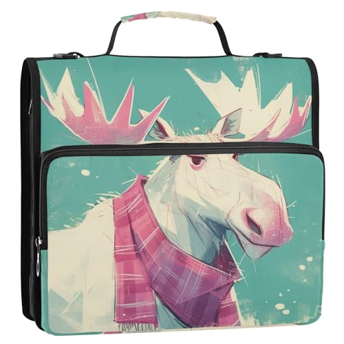 Einzigartiger Elch, Pastellfarben, 3 Ringe, Reißverschluss mit Griff, leicht zu transportieren, Dokumentenmappe, Organizer für Mittelschule, Cartera Portátil Einzigartiger Elch, Pastellfarben, 3 Ringe, Reißverschluss mit Griff, leicht zu transportieren, Dokumentenmappe, Organizer für Mittelschule, Cartera Portátil von Amooorous