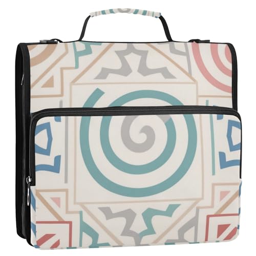 Exotische geometrische Kreise, 3 Ringe, 3,8 cm, Reißverschluss, Organizer mit Schultergurt, mehrere Taschen, tragbar, für Zuhause, Reisen, sichere Aufbewahrungstasche für Schule und Büro Exotische geometrische Kreise, 3 Ringe, 3,8 cm, Reißverschluss, Organizer mit Schultergurt, mehrere Taschen, tragbar, für Zuhause, Reisen, sichere Aufbewahrungstasche für Schule und Büro von Amooorous