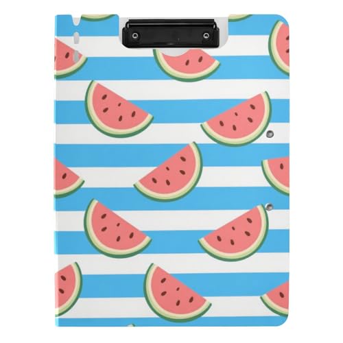 Faltbares Klemmbrett blau weiß gestreift Obst Wassermelone A4 Klemmbrett mit Padfolio für Büro von Amooorous