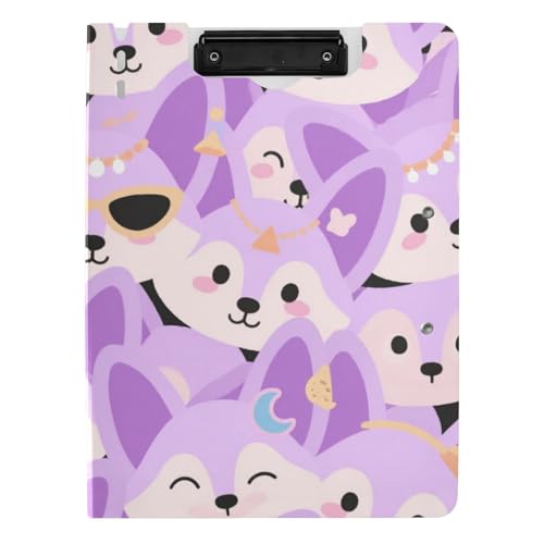 Faltbares Klemmbrett mit Aufbewahrung, Cartoon, niedlicher Fuchs, violett, A4-Klemmbrett, Padfolio für die Schule Faltbares Klemmbrett mit Aufbewahrung, Cartoon, niedlicher Fuchs, violett, A4-Klemmbrett, Padfolio für die Schule von Amooorous
