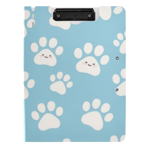 Faltbares Klemmbrett mit Aufbewahrung, niedliches Cartoon-Design, weiße Pfotenabdrücke, A4-Klemmbrett mit Padfolio für die Schule Faltbares Klemmbrett mit Aufbewahrung, niedliches Cartoon-Design, weiße Pfotenabdrücke, A4-Klemmbrett mit Padfolio für die Schule von Amooorous