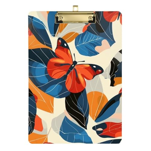 Farbenfrohes künstlerisches Klemmbrett mit Schmetterlingsblättern, unzerbrechlich, wasserdicht, für Klassenzimmer, Lehrer, Gymnasium, Größe 22,9 x 30,5 cm von Amooorous