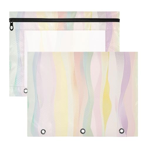 Federmäppchen, 3 Löcher, Taschenordner für 3 Ringe, 2 Stück, Lehrer, Kunstbedarf, Aufbewahrung, vertikale Ai-Illustration von Pastellfarben von Amooorous