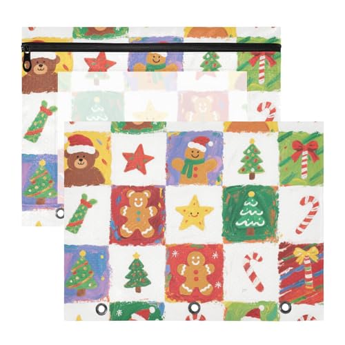 Federmäppchen, Mehrzweck-Locher, 3 Locher für 3 Ringe, 2 Stück, Lehrer, Aufbewahrung, Schule, Studenten, Lehrerbedarf, Frohe Weihnachtsbaum, Lebkuchen von Amooorous