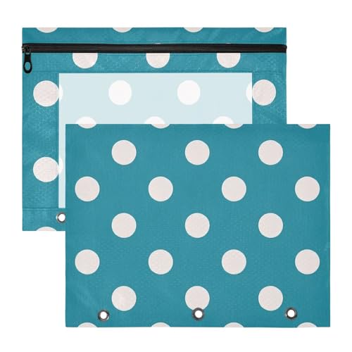 Federmäppchen, Mehrzweck-Locher, 3-fach Locher, für A4-Papier, Briefe, 2 Stück, Studenten, Klassenzimmer, Zubehör, Cartoon-Punkte, Blau von Amooorous