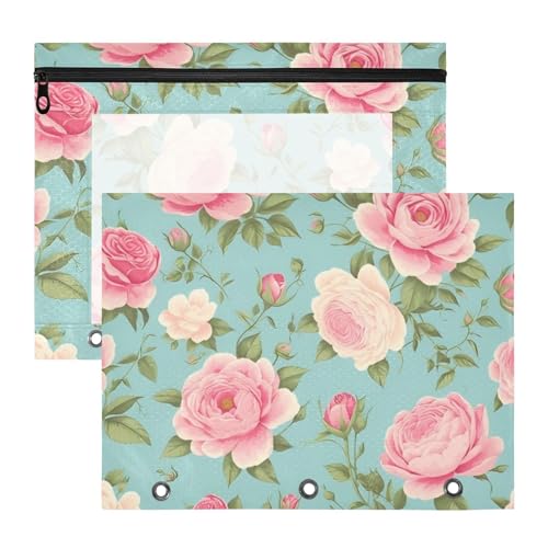 Federmäppchen, tragbar, 3 Löcher, für A4-Papier, Briefe, 2 Stück, Studenten, Zuhause, Frühling, Pfirsich, frische Blumen Federmäppchen, tragbar, 3 Löcher, für A4-Papier, Briefe, 2 Stück, Studenten, Zuhause, Frühling, Pfirsich, frische Blumen von Amooorous
