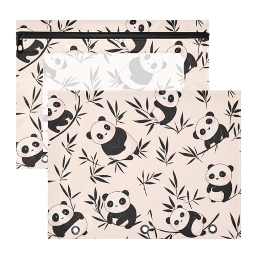 Federmäppchen mit Reißverschluss, 3-fach Locher, für A4-Papier, Briefe, 2 Stück, Lehrer, College, Zubehör, niedliches Tier-Panda, Beige Federmäppchen mit Reißverschluss, 3-fach Locher, für A4-Papier, Briefe, 2 Stück, Lehrer, College, Zubehör, niedliches Tier-Panda, Beige von Amooorous