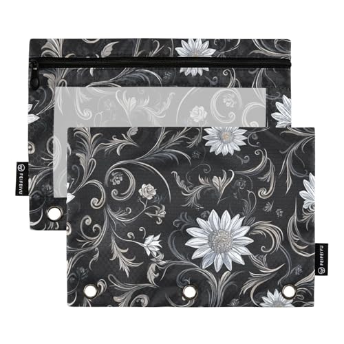 Federmäppchen mit Reißverschluss 3 Ringe Binder mit klarem Fenster schwarz und weiß Gänseblümchen großen Reißverschluss Federmäppchen große Kapazität Taschen 3 Löcher für Lagerung Schule Bürobedarf Federmäppchen mit Reißverschluss 3 Ringe Binder mit klarem Fenster schwarz und weiß Gänseblümchen großen Reißverschluss Federmäppchen große Kapazität Taschen 3 Löcher für Lagerung Schule Bürobedarf von Amooorous