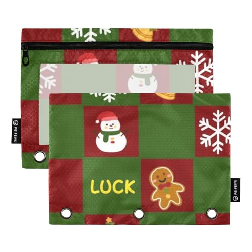 Federmäppchen mit Reißverschluss mit transparentem Fenster, rot und grün, Weihnachts-Quadrate, weiches Federmäppchen, großes Fassungsvermögen, 3 Löcher, Ordner für Klassenzimmer, Schule, Bürobedarf Federmäppchen mit Reißverschluss mit transparentem Fenster, rot und grün, Weihnachts-Quadrate, weiches Federmäppchen, großes Fassungsvermögen, 3 Löcher, Ordner für Klassenzimmer, Schule, Bürobedarf von Amooorous