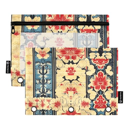 Federmäppchen mit Reißverschluss und transparentem Fenster, Rot und Schwarz, japanische Vintage-Blumen, Ringordner mit Taschen in verschiedenen Farben, 3 Ringe, Federmäppchen für Büro, Schule Federmäppchen mit Reißverschluss und transparentem Fenster, Rot und Schwarz, japanische Vintage-Blumen, Ringordner mit Taschen in verschiedenen Farben, 3 Ringe, Federmäppchen für Büro, Schule von Amooorous