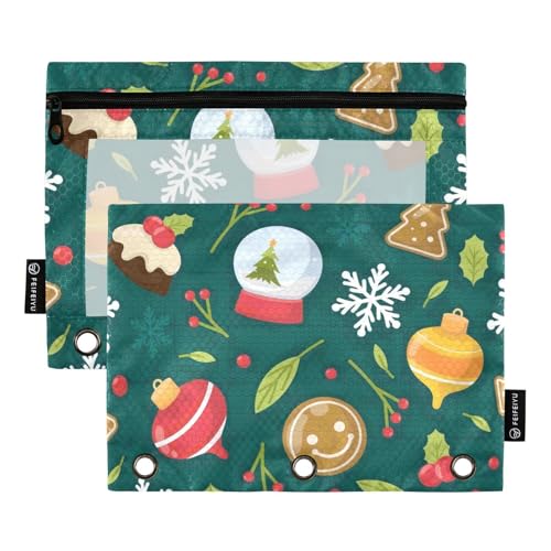 Federmäppchen mit transparentem Fenster, Grün, Frohe Weihnachten, Party, Reißverschluss, großes und stabiles Drei-Ringbuch zur Aufbewahrung von Schulstudenten, Lehrerbedarf, mehrfarbig, 2 Stück Federmäppchen mit transparentem Fenster, Grün, Frohe Weihnachten, Party, Reißverschluss, großes und stabiles Drei-Ringbuch zur Aufbewahrung von Schulstudenten, Lehrerbedarf, mehrfarbig, 2 Stück von Amooorous