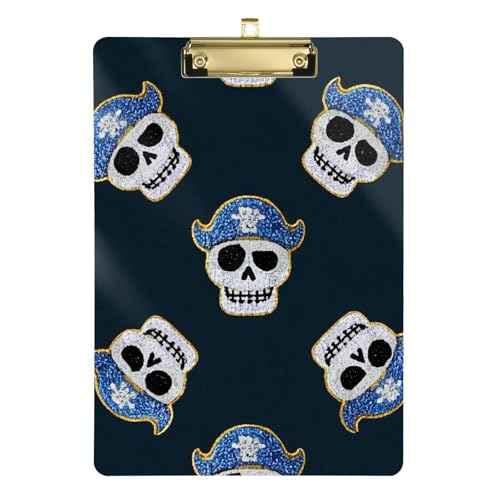 Gefälschtes Glitzer-Cartoon-Piratenschädel, Marineblau, A4-Klemmbrett mit Organizer-Klemmbrett mit Standard-Loch für Klassenzimmer, Zubehör für Lehrer, Elementar-Tabellen, Para-Escribir, Größe 22,9 x Gefälschtes Glitzer-Cartoon-Piratenschädel, Marineblau, A4-Klemmbrett mit Organizer-Klemmbrett mit Standard-Loch für Klassenzimmer, Zubehör für Lehrer, Elementar-Tabellen, Para-Escribir, Größe 22,9 x von Amooorous
