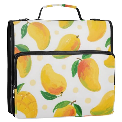 Gelbe Früchte, 3,8 cm Ringbuch mit extra Taschen mit Schultergurt und Griff, inklusive Reißverschlusstasche, tragbar, für Zuhause, Reisen, sichere Aufbewahrungstasche für Mittelschule, Clip de von Amooorous