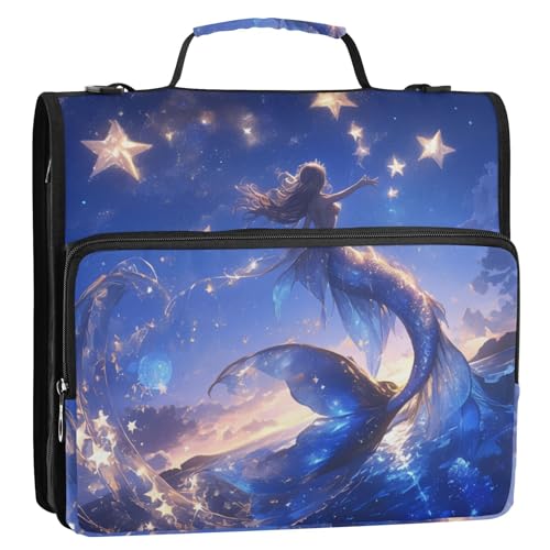 Glitzernde blaue geheimnisvolle schöne Meerjungfrau 3-Ring-Organizer mit Schultergurt und Griff, leicht zu transportieren, Dokumenten-Organizer-Tasche für Mittelschüler, Organisadores de adhesivos Glitzernde blaue geheimnisvolle schöne Meerjungfrau 3-Ring-Organizer mit Schultergurt und Griff, leicht zu transportieren, Dokumenten-Organizer-Tasche für Mittelschüler, Organisadores de adhesivos von Amooorous