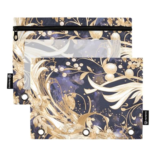 Große Federmäppchen mit Sichtfenster Pfau Dark Academia Weiß und Gold, 2 große Federmäppchen mit Reißverschluss in verschiedenen Farben, 3-Ringbuch für Bürobedarf, mehrfarbig, 2 Stück Große Federmäppchen mit Sichtfenster Pfau Dark Academia Weiß und Gold, 2 große Federmäppchen mit Reißverschluss in verschiedenen Farben, 3-Ringbuch für Bürobedarf, mehrfarbig, 2 Stück von Amooorous