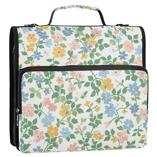 Grüne zerkleinerte Blume, 3,8 cm, 3 Ringe, Schul-Reißverschluss, Ordner mit Schultergurt und Griff, Laege Kapazität, Dokumenten-Organizer, Tasche, geeignet für Mittelschule, Organisadores de von Amooorous