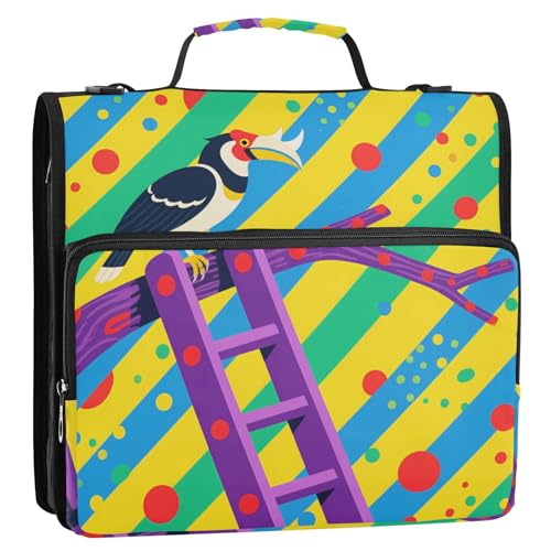 Hornbill Bird Organizer mit 3 Ringen, mit Schultergurt, leicht zu transportieren, Dokumenten-Organizer, Tasche für Büro, Schule, Cremallera de Carpeta Hornbill Bird Organizer mit 3 Ringen, mit Schultergurt, leicht zu transportieren, Dokumenten-Organizer, Tasche für Büro, Schule, Cremallera de Carpeta von Amooorous