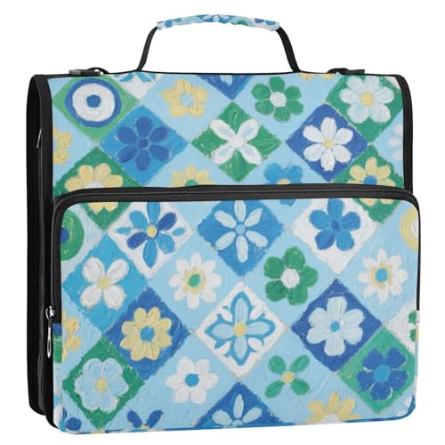 Japanische blaue Kirschblüten-Blumen, 3,8 cm, 3 Ringe, stabiler Reißverschluss, mit Schultergurt und Griff, mehrere Taschen, Dokumenten-Organizer, Tasche, geeignet für Mittelschule, Bolsa de Japanische blaue Kirschblüten-Blumen, 3,8 cm, 3 Ringe, stabiler Reißverschluss, mit Schultergurt und Griff, mehrere Taschen, Dokumenten-Organizer, Tasche, geeignet für Mittelschule, Bolsa de von Amooorous