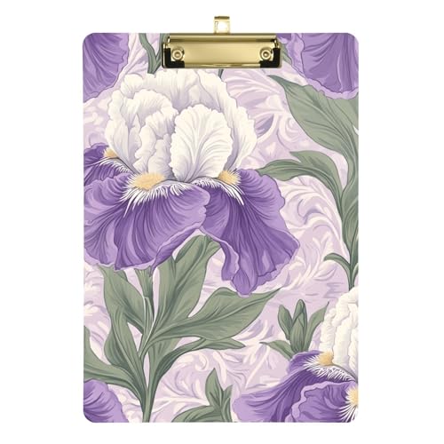 Klemmbrett im Vintage-Stil, Lila und Weiß, Irisblumen, A4, Schätzung, transparentes Kunststoff-Klemmbrett, Hartplatte für Klemmbrett, Lehrer, Tabla para escribir Größe 22,9 x 30,5 cm Klemmbrett im Vintage-Stil, Lila und Weiß, Irisblumen, A4, Schätzung, transparentes Kunststoff-Klemmbrett, Hartplatte für Klemmbrett, Lehrer, Tabla para escribir Größe 22,9 x 30,5 cm von Amooorous