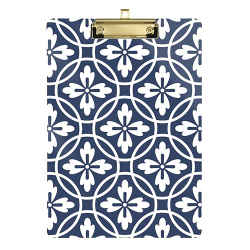 Klemmbrett mit Blumenmuster, wasserdicht, für Hausaufgaben, pädiatrisch, Größe 22,9 x 30,5 cm, Blau und Weiß Klemmbrett mit Blumenmuster, wasserdicht, für Hausaufgaben, pädiatrisch, Größe 22,9 x 30,5 cm, Blau und Weiß von Amooorous