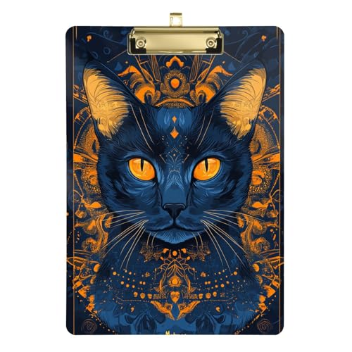 Klemmbrett mit Katze mit gelben Augen, Boho-Stil, A4, Querformat, Klemmbrett, Notizblock, Hartpappe für Lehrer, Must-Haves für Klassenzimmer, Elementar-Tabla para escribir con Clip, Größe 22,9 x 30,5 Klemmbrett mit Katze mit gelben Augen, Boho-Stil, A4, Querformat, Klemmbrett, Notizblock, Hartpappe für Lehrer, Must-Haves für Klassenzimmer, Elementar-Tabla para escribir con Clip, Größe 22,9 x 30,5 von Amooorous