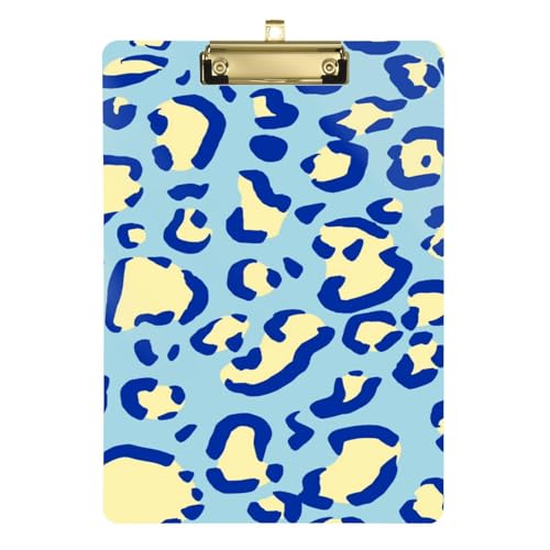 Klemmbrett mit Leopardenmuster, Hartfaserplatte für Softball-Trainer, Klemmbrett für Lehrer, Größe 22,9 x 30,5 cm, Gelb / Blau von Amooorous