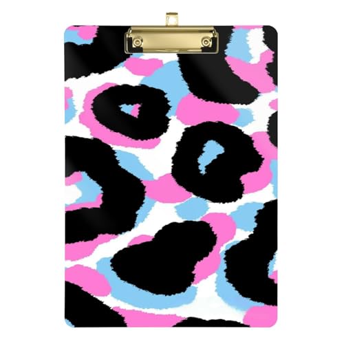 Klemmbrett mit Leopardenmuster, transparent, für Lehrer, Portfolio, Klemmbrett, Größe 22,9 x 30,5 cm, Blau und Pfirsich von Amooorous