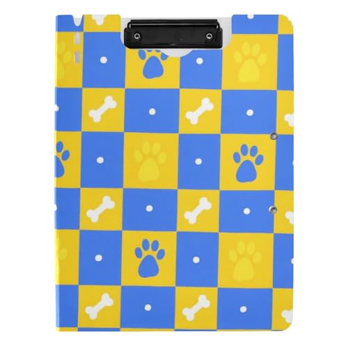 Klemmbrett mit Ordner blau und gelb Gitter Pfotenabdrücke A4 Klemmbrett Folio für Schule Klemmbrett mit Ordner blau und gelb Gitter Pfotenabdrücke A4 Klemmbrett Folio für Schule von Amooorous