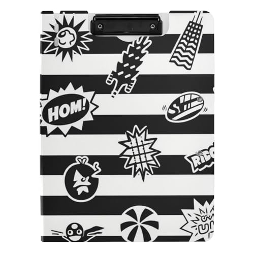 Klemmbrett mit Ordner schwarz weiß gestreift Retro Sommer Cool A4 Klemmbrett mit Padfolio für Schule Klemmbrett mit Ordner schwarz weiß gestreift Retro Sommer Cool A4 Klemmbrett mit Padfolio für Schule von Amooorous