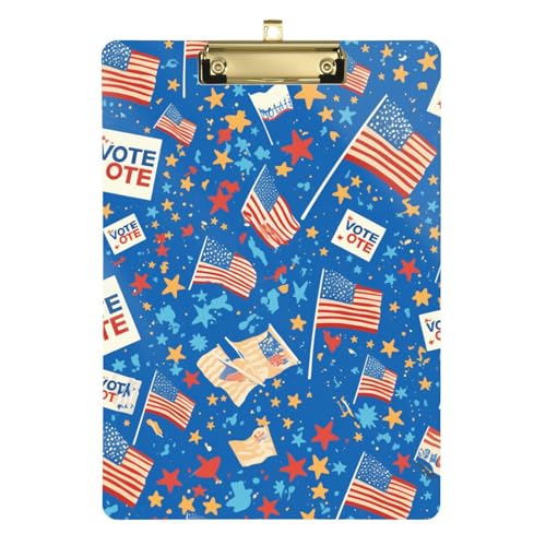 Klemmbrett mit amerikanischer Flagge, A4, Apothekenausgabe, transparent, für Lehrer, Muss Haves Tabla para escribir con Clip, Größe 22,9 x 30,5 cm von Amooorous