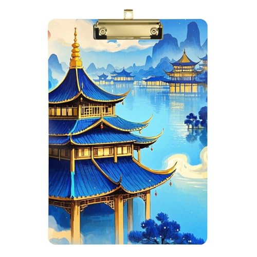 Klemmbrett mit chinesischem Querformat, A4, für Schreibtisch, Klemmbrett, Ordner, Padfolio, Acryl, niedlich, für Lehrer, Krankenpflege, Tische, Para, Escribir, Größe 22,9 x 30,5 cm, Blau und Gold Klemmbrett mit chinesischem Querformat, A4, für Schreibtisch, Klemmbrett, Ordner, Padfolio, Acryl, niedlich, für Lehrer, Krankenpflege, Tische, Para, Escribir, Größe 22,9 x 30,5 cm, Blau und Gold von Amooorous