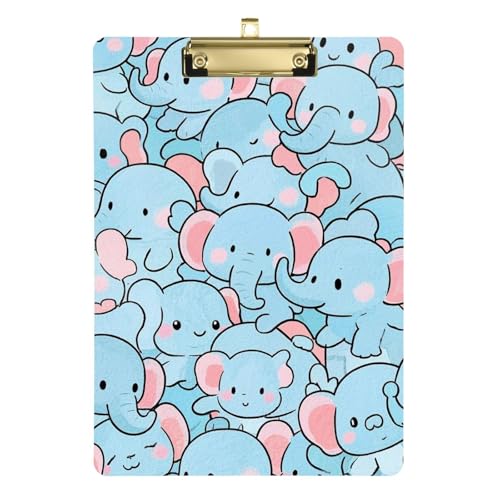Klemmbretter mit niedlichem Cartoon-Elefant, A4, mit Ordnern, wasserdicht, für Krankenpfleger, Studenten, Handel, Quest, Tablas para escribir Größe 22,9 x 30,5 cm von Amooorous