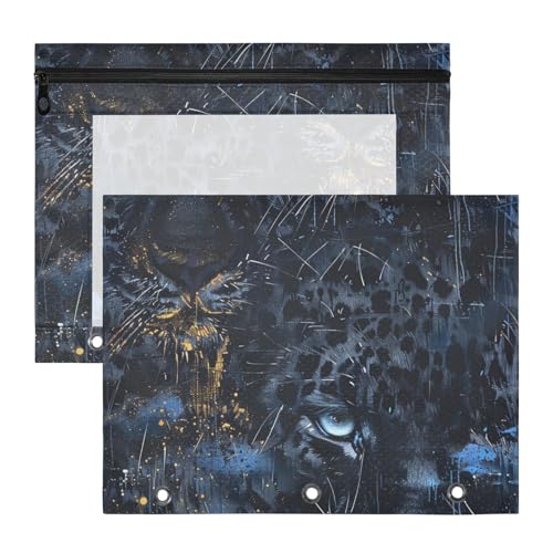 Kosmetiktasche, 3 Löcher, 3 Ringe, Tasche für 3 Ringe, 2 Stück, Lehrer, Aufbewahrung, Schule, Studenten, Lehrerbedarf, schwarzer Leopard Kosmetiktasche, 3 Löcher, 3 Ringe, Tasche für 3 Ringe, 2 Stück, Lehrer, Aufbewahrung, Schule, Studenten, Lehrerbedarf, schwarzer Leopard von Amooorous