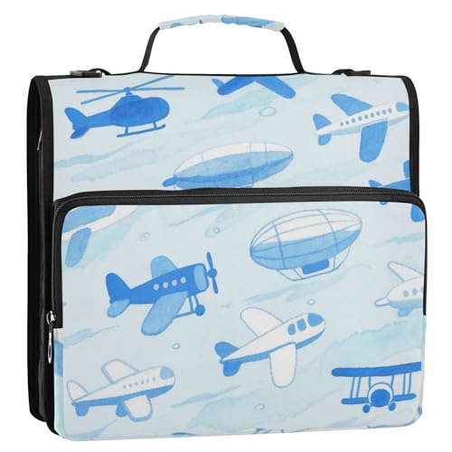 Lovely Blue Plane 3,8 cm Ringbuch mit extra Taschen mit Griff und abnehmbarem Schultergurt, mehrere Taschen, tragbares Portfolio für Büro, Schule, Paquete de gestión de documentos Lovely Blue Plane 3,8 cm Ringbuch mit extra Taschen mit Griff und abnehmbarem Schultergurt, mehrere Taschen, tragbares Portfolio für Büro, Schule, Paquete de gestión de documentos von Amooorous
