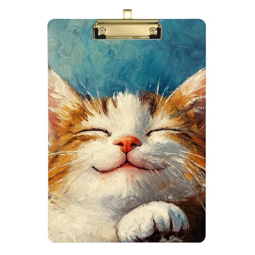 Lustiges Tier-Katzen-A4-Ordner mit Klemmbrett, Flip-Klemmbrett, Acryl, niedlich für legale Frauen, Basketball-Trainer, Tabla para escribir con Clip, Größe 22,9 x 30,5 cm von Amooorous