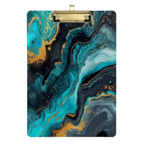 Luxuriöse Marmor-Textur in Schwarz Grün Gold Klemmbrett Zubehör Acryl niedlich für das erste Jahr Lehrer Must Haves Größe 22,9 x 30,5 cm von Amooorous