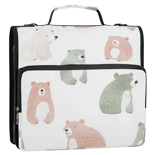 Minimalist Bears kindlicher Ordner-Organizer mit 3 Ringen, Reißverschluss, mit Griff und abnehmbarem Schultergurt, tragbar, für Zuhause, Reisen, sichere Aufbewahrungstasche für Schule und Büro Minimalist Bears kindlicher Ordner-Organizer mit 3 Ringen, Reißverschluss, mit Griff und abnehmbarem Schultergurt, tragbar, für Zuhause, Reisen, sichere Aufbewahrungstasche für Schule und Büro von Amooorous