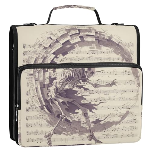 Mysterious Romantische Skelett-Tänzerin, weiß, Notenblätter, 3,8 cm, Reißverschluss, Ordnertasche mit Griff, mehrere Taschen, Dokumentenmappe, Organizer für Schule/Büro, Carpeta con cremallera Mysterious Romantische Skelett-Tänzerin, weiß, Notenblätter, 3,8 cm, Reißverschluss, Ordnertasche mit Griff, mehrere Taschen, Dokumentenmappe, Organizer für Schule/Büro, Carpeta con cremallera von Amooorous